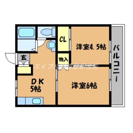 中洲コーポの物件間取画像